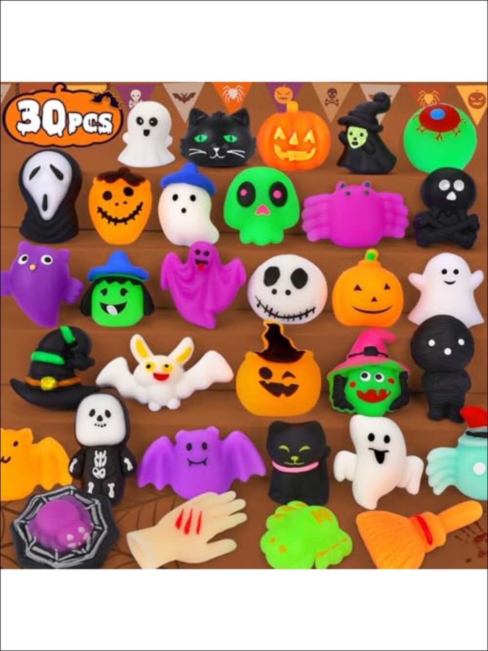 30pc Halloween Mochi Squishy Toys Party Favors Goodie Bag Fillers Treat Bags